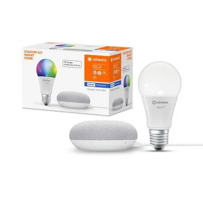 SMART+ BLUETOOTH MULTICOLOR Speaker Google Home Mini Chalk + LED RGBW 10W A60 E27 800lm 2000-6500K 230V