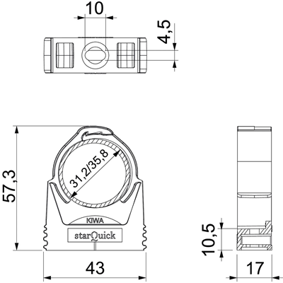 Snap clamp for pipes 32-35MM, SQ-32 LGR