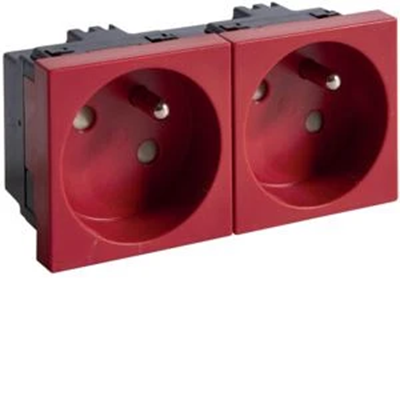 Socket 2P+Z 33° 2-way 45x45mm halogen-free red