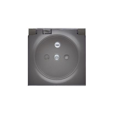 Socket cover with grounding and smoke flap IP44 graphite