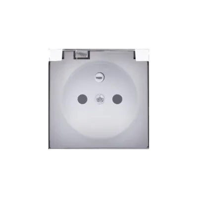Socket cover with grounding and smoke flap IP44 white