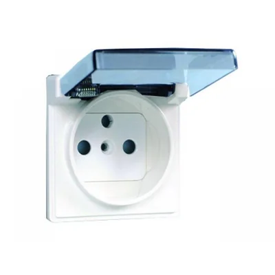 Socket cover with grounding and smoke flap IP44 white