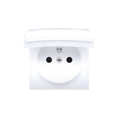 Socket cover with grounding and white flap IP44 white