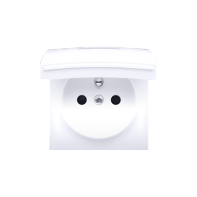 Socket cover with grounding and white flap IP44 white