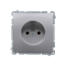 Socket (module), 230V, metallic stainless steel