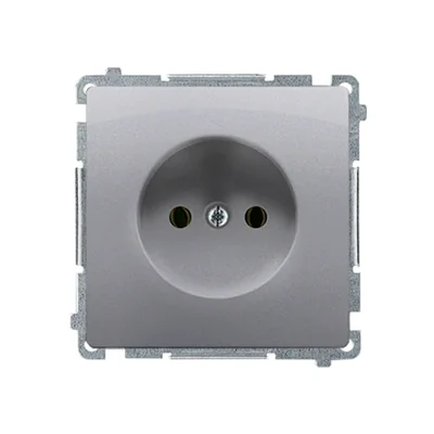Socket (module), 230V, metallic stainless steel