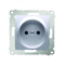 Socket with earthing and shutters (module) 16A 250V silver (metallic)