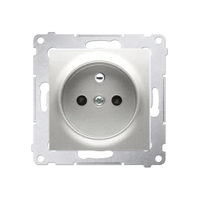 Socket with earthing and shutters (module) 16A 250V silver (metallic)