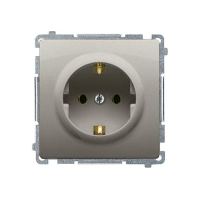 Socket with earthing Schuko (module), 230V, metallic satin