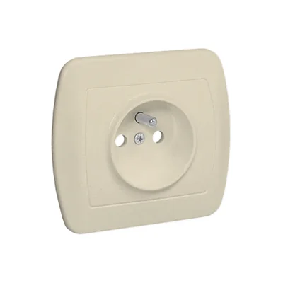 Socket with earthing, with shutters for current paths, 16A, 250V, screw terminals, beige