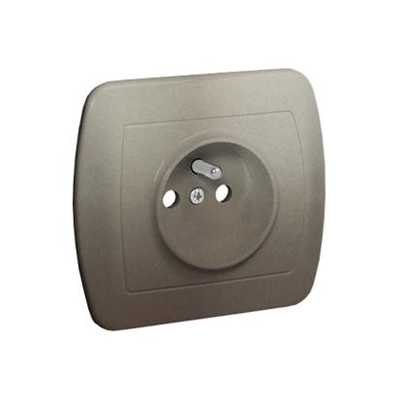 Socket with earthing, with shutters for current paths, 16A, 250V, screw terminals, satin (metallic)