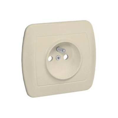 Socket with grounding, 16A, 250V, screw terminals, beige