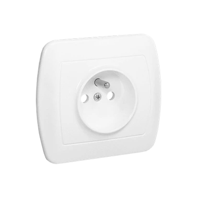 Socket with grounding, 16A, 250V, screw terminals, white