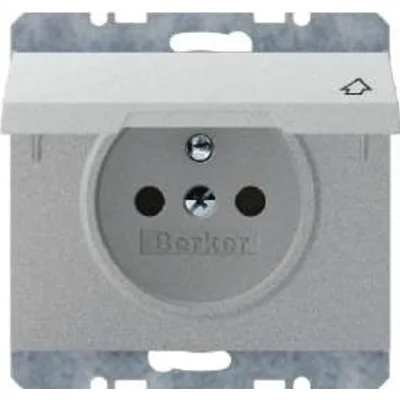 Socket with grounding and cover, matt aluminum, varnished