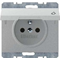 Socket with grounding and cover, matt aluminum, varnished