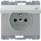 Socket with grounding and cover, matt aluminum, varnished