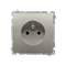 Socket with grounding (module), 16A, 250V, screw terminals, satin (metallic)