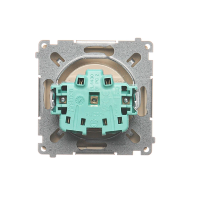Socket with grounding (module), with shutters for current paths, 16A, 230V, screw terminals, beige