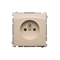 Socket with grounding (module), with shutters for current paths, 16A, 230V, screw terminals, beige