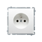 Socket with grounding (module), with shutters for current paths, 16A, 230V, screw terminals, white