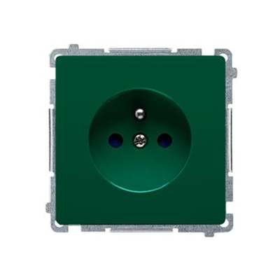 Socket with grounding (module), with shutters for current paths, 16A, 250V, screw terminals, green