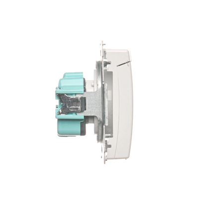 Socket with grounding (module), with shutters for current paths, splash-proof IP44, 16A, 250V, screw terminals, white