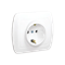 Socket with grounding, Schuko type, 16A, 250V, screw terminals, white