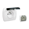 Socket with grounding, splash-proof IP44, 16A, 230V, screw terminals. Transparent flap, white