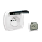 Socket with grounding, splash-proof IP44, 16A, 230V, screw terminals. Transparent flap, white