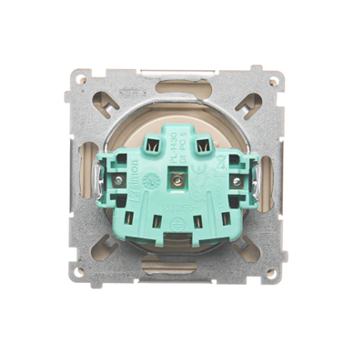 Socket with grounding, splash-proof IP44 (module), 16A, 250V, screw terminals. Transparent flap, beige