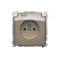 Socket with grounding, splash-proof IP44 (module), 16A, 250V, screw terminals. Transparent flap, beige