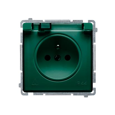 Socket with grounding, splash-proof IP44 (module), 230V, green