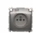 Socket with grounding, with filter current circuits, splash-proof IP44 (module), 16A, 250V, screw terminals, transp. flap, satin (metallic)