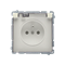 Socket with grounding, with filter current paths, splash-proof IP44 (module), 16A, 250V, screw terminals, transp. flap, beige