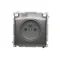 Socket with grounding, with filter current paths, splash-proof IP44 (module), 16A, 250V, screw terminals, transp. flap, inox (metallic)
