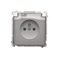 Socket with grounding, with filter current paths, splash-proof IP44 (module), 16A, 250V, screw terminals, transp. flap, white