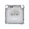 Socket with grounding, with filter current paths, splash-proof IP44 (module), 16A, 250V, screw terminals, transp. flap, white