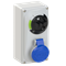 Socket with switch 0-1-small mechanical interlock 16A 230V 2P+Z IP44