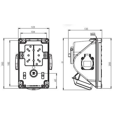 Socket with switch "COMBO-POL" IP44 16A 400V 3P+Z+N 2x230V sockets, off L-O-P