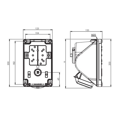 Socket with switch "COMBO-POL" IP44 32A 400V 3P+Z+N off L-O-P