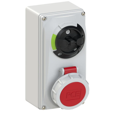 Socket with switch fixed 400V 16A 3P IP67