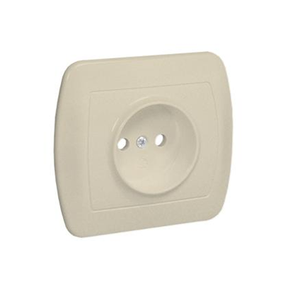 Socket without grounding, 16A, 250V, screw terminals, beige