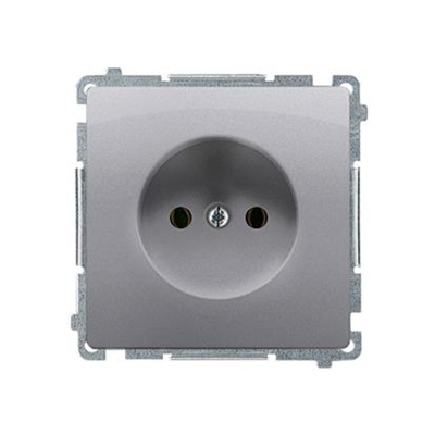 Socket without grounding (module) 16A 250V inox screw terminals (metallic)