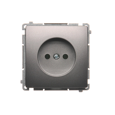 Socket without grounding (module) 16A 250V inox screw terminals (metallic)