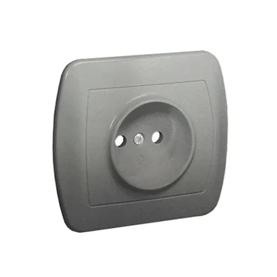 Socket without grounding, with shutters for current paths, 16A, 250V, screw terminals, silver (metallic)