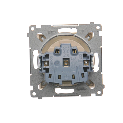 Socket without grounding with shutters (module) 16A 230V screw terminals cream
