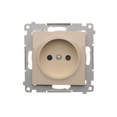Socket without grounding with shutters (module) 16A 230V screw terminals cream