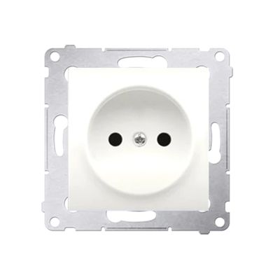 Socket without grounding with shutters (module) 16A 230V screw terminals cream