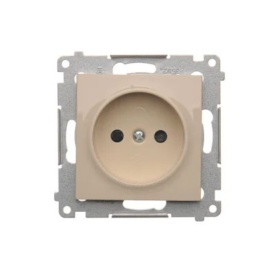 Socket without grounding with shutters (module) 16A 230V screw terminals cream