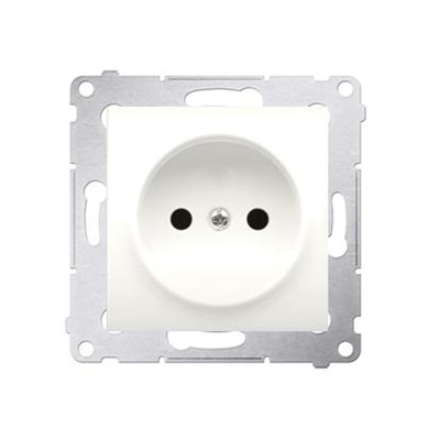 Socket without grounding with shutters (module) 16A 230V screw terminals cream